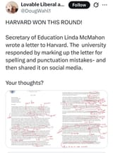 harvard letter linda mcmahon