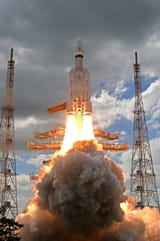 LVM3_M4,_Chandrayaan-3_-_Launch_vehicle_lifting_off_from_the_Second_Launch_Pad_(SLP)_of_SDSC-SHAR,_Sriharikota_03