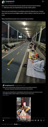 tens of thousands Chinese people are becoming homeless