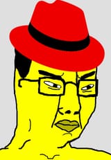 6849 - asian closed_mouth clothes fedora g_(4chan) glasses hair hat linux red_hat small_eyes soyjak technology variant_chudjak yellow_skin