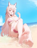 yande.re 1188167 animal_ears bikini feet garter sia_(piiru) swimsuits thong undressing wet yn_6262