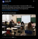 MEC, sob o pretexto de dificuldades orçamentárias, de não encomendar livros