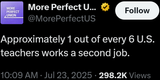USA 1 in 6 teachers have a 2nd job