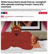 white house attacks south park trump manhood