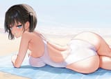 yande.re 1236999 ass digital_version mignon nanami_(mignon) see_through swimsuits translated wet wet_clothes