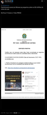preso por Moraes pq perguntou sobre os 60 milhões de votos do Lula