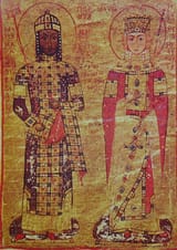 Latin Princess Maria of Antioch with Laz Emperor Manuel I Komnenos