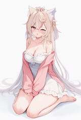 yande.re 1175067 animal_ears chibi fuwawa_abyssgard hololive hololive_english inumimi koahri lingerie mococo_abyssgard no_bra tail