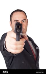 serious-man-with-a-gun-ready-to-shoot-pointing-to-you-D09WWN