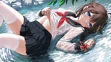 yande.re 1056855 bra devil_heavens kantai_collection see_through seifuku shigure_(kancolle) shirt_lift thighhighs undressing wet wet_clothes