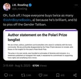 Joanne Rowling calls out the Gender Taliban
