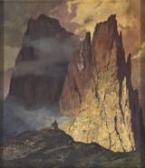 Hugo Hodiener (Hodina) (Austrian, 1886-1945) A Chapel in the High Mountains