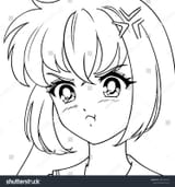 stock-vector-angry-cute-anime-girl-icon-portrait-contour-vector-illustration-black-lines-isolated-on-white-1899785227