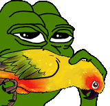 Pepe sniffing a parrot