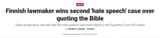 Finnish lawmaker wins second ‘hate speech’ case over quoting the Bible Fox News