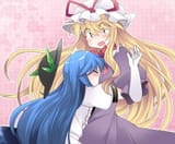 __yakumo_yukari_and_hinanawi_tenshi_touhou_drawn_by_hammer_sunset_beach__869589dcf25491a8555d129438885f37