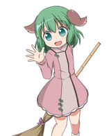 touhou kyouko hold broom smile wave