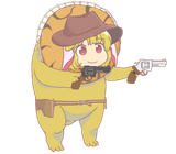 9552 - alternate_headwear badass cowboy dino dual_wield gun legacy_of_lunatic_kingdom revolver ringo weapon