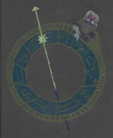 yukari pointing at black moon astronomical clock