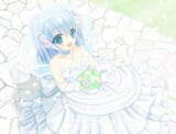 Konachan.com - 78477 blue_eyes blue_hair blush cirno dress fairy flowers gloves short_hair touhou wedding_attire