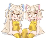 Golden swimsuit doggos