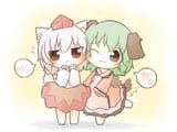 touhou kyouko and momiji tail wagging