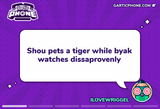 shou pets a tiger