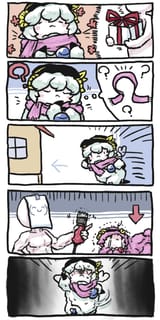 touhou koishi and satori sheep wool scarf shearing scared