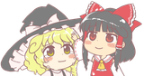reimu comforts her friend marisa as she cries about the harsh reality of the world