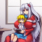1girl_ {{{shinki_(touhou) }}},  {breasts}, {{white hair, red eyes}}, {{long hair s-2172717974