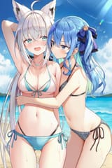 フブキちゃんとすいちゃん🏖️ Shirakami Fubuki and Hoshimachi Suisei. Gwn7qqiaUAA8oSf ゆうちゃちゃ