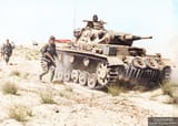 A Panzer III Ausf. G of the 21st Panzer Division, Afrika Korps accompanies the advancing infantry in Egypt, May 1942