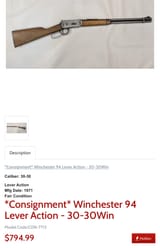 Consignment Winchester 94 Lever Action - 30-30Win