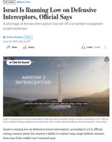 Israel Is Running Low on Defensive Interceptors Official Says