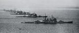 Sentai 4 (Chokai, Maya, Atago, Takao) off Shinagawa in october 1935. In the distance-Sentai 6 (Aoba, Kinugasa, Furutaka) and Sentai 8 (Nagara, Isuzu, Natori)