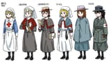 assorted british nurses&#039; uniforms, wwi