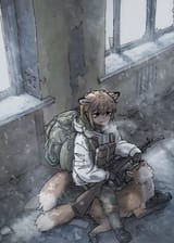 fox girl by the window