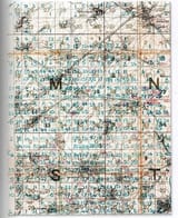 A map of The Somme after the battle. Each grid square is 250 square metres. The numbers written in blue are the amount of bodies found within them