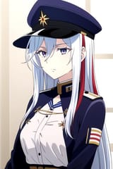10518-643508120-masterpiece, highres, 1girl, _lora_VladilenaMilizeR4_0.7_,VladilenaMilizeR4, silver eyes, silver hair, military, (blue backgroun