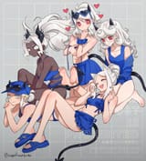 __modeus_justice_cerberus_judgement_and_pandemonica_helltaker_drawn_by_noah_tettsui_sole__eb9affd0ce9a4625d50fbd7cbb1a604f