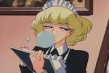 suna-no-bara-yuki-no-mokushiroku-desert-rose-irene-sanders-french-maid-uniform-blowing-bubblegum-annoyed-reaction-face