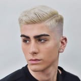 Platinum-Blonde-Short-Hairstyle-with-Taper-Fade