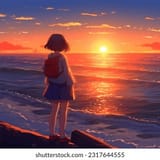 alone-anime-girl-watching-sunset-260nw-2317644555