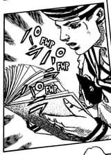 josuke flipping through a book