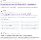 trying to find reliable information on unemployment in the USSR and this is the top three hits