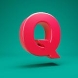 pink-3d-letter-q-uppercase-on-mint-background