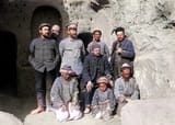 German_Expedition_at_Kizil,_Cave_4,_in_1906-1907_(colorized)