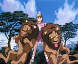 Relena and two lions