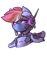 1456527__safe_artist-colon-whitepone_rainbow+dash_armor_blushing_bust_crossover_futuristic_helmet_pony_portrait_sam+gideon_solo_vanquish