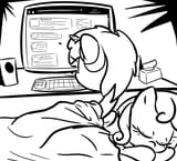 32545__safe_artist-colon-tess_bon+bon_lyra+heartstrings_sweetie+drops_-fwslash-mlp-fwslash-_4chan_bed_computer_monochrome_my+little+human_sleeping
